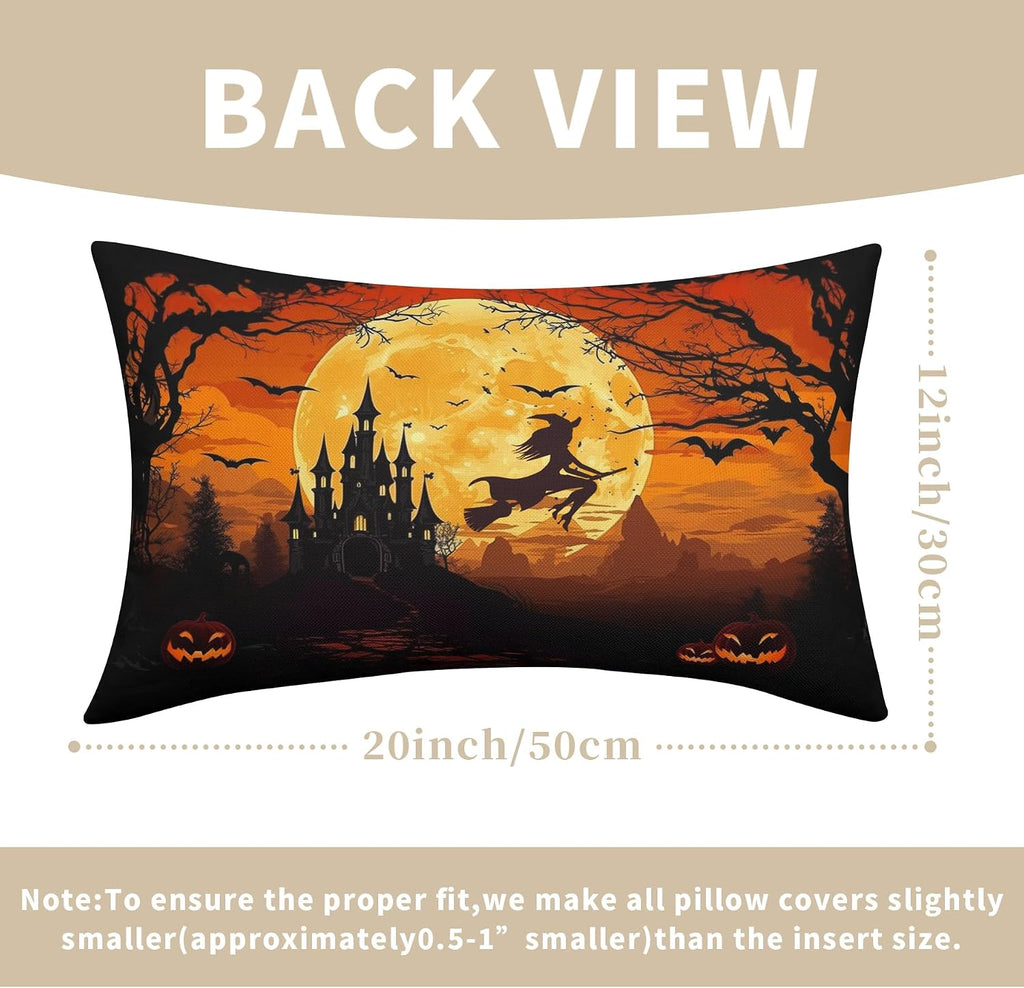 Witch's Flight harvest moon and castle lumbar pillow covers, 12x20, set of 2 (view 3 of 7)