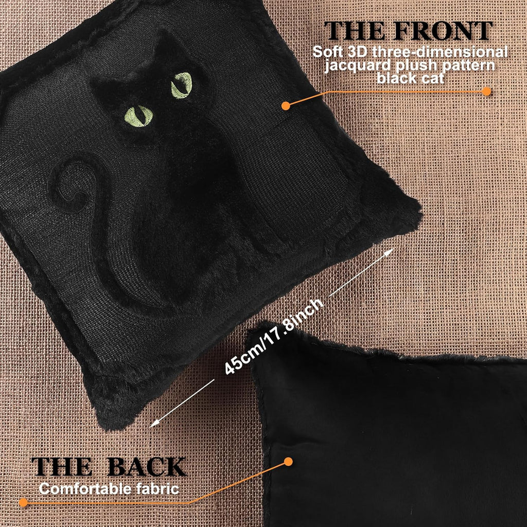 Midnight Familiar black faux fur cat pillow covers, 18x18, set of 2 (view 2 of 6)