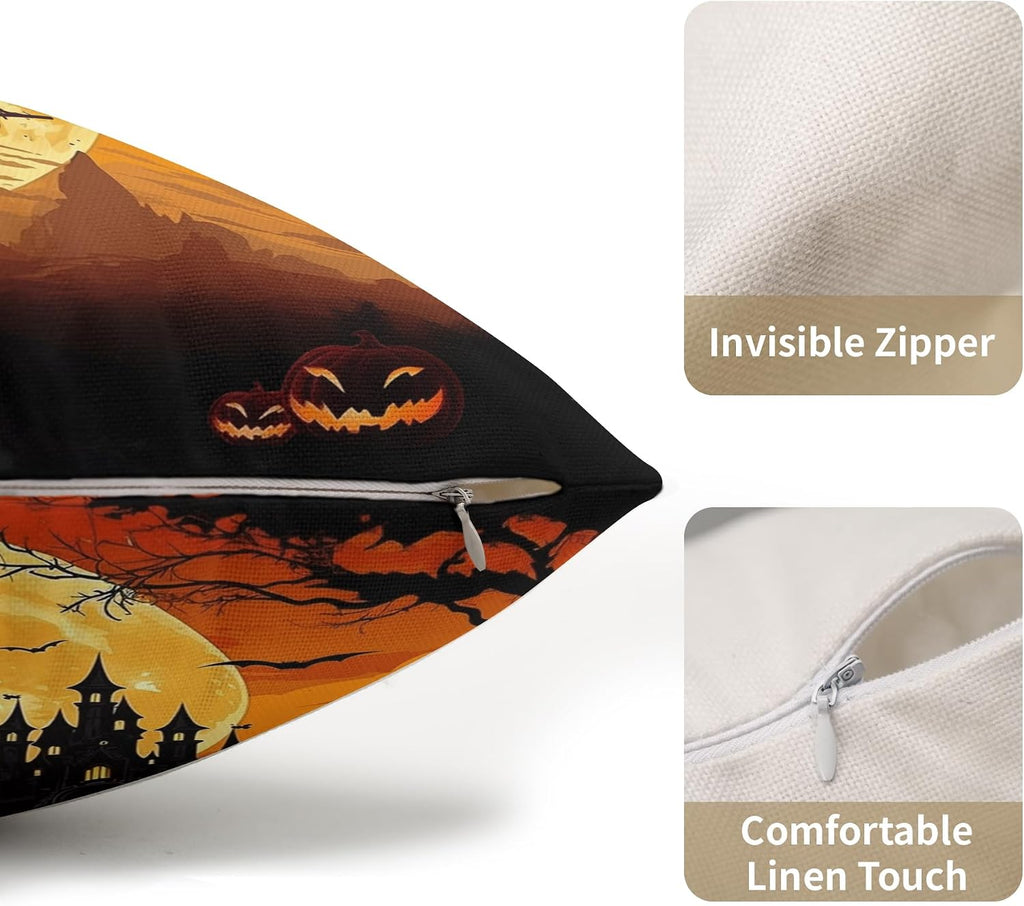 Witch's Flight harvest moon and castle lumbar pillow covers, 12x20, set of 2 (view 2 of 7)