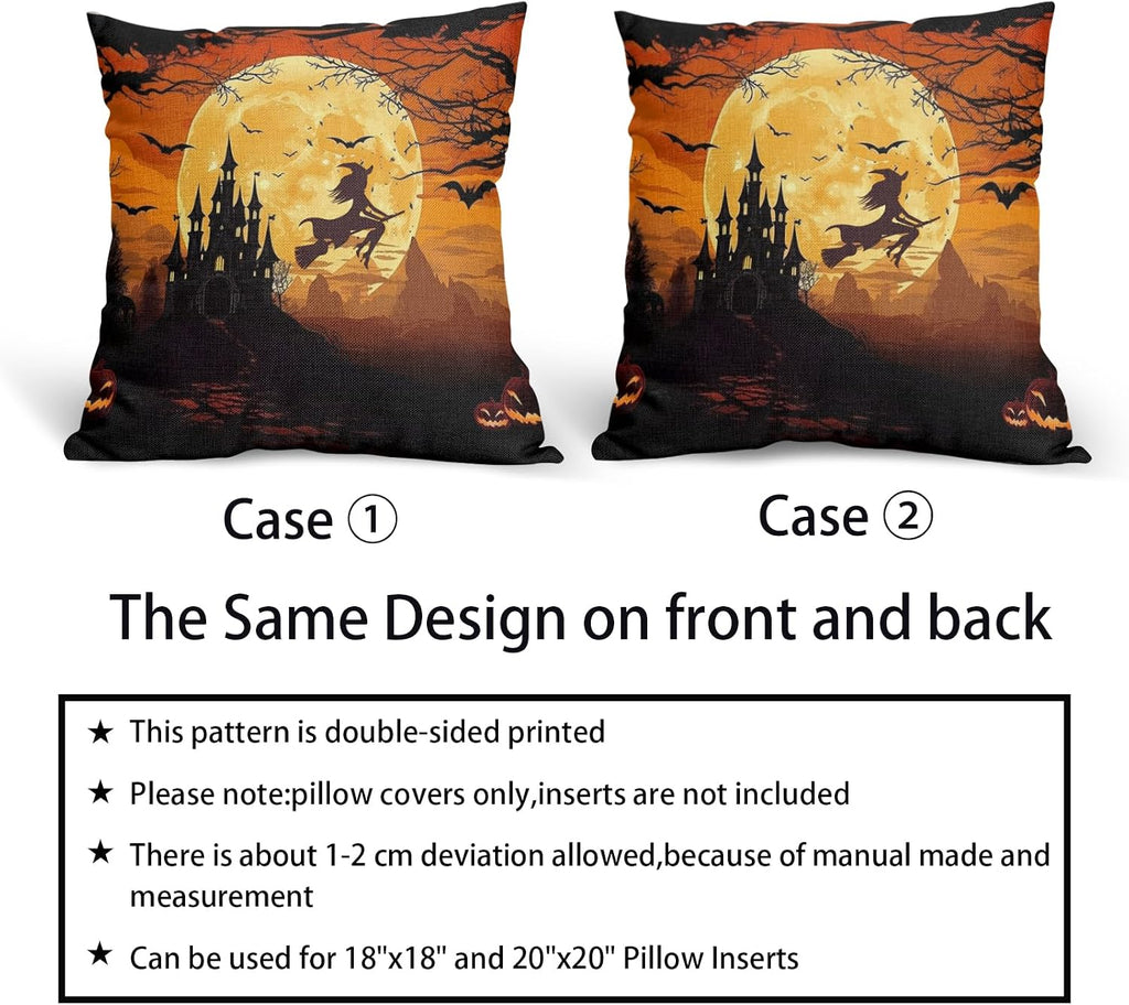 Witch's Flight harvest moon and castle pillow covers, 18x18, set of 2 (view 5 of 7)