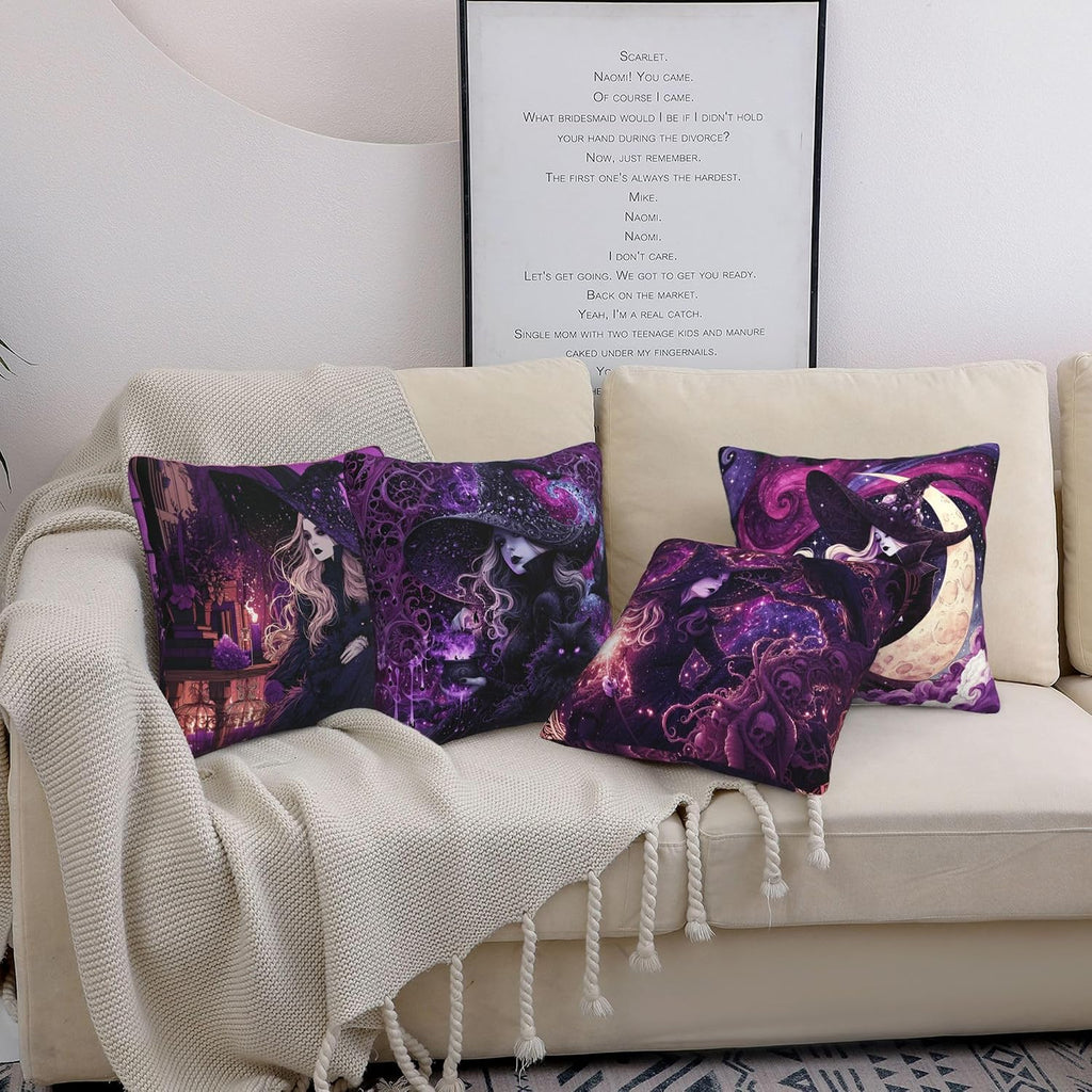 Violet Coven purple witch pillow covers, 18x18, set of 4 (view 4 of 9)