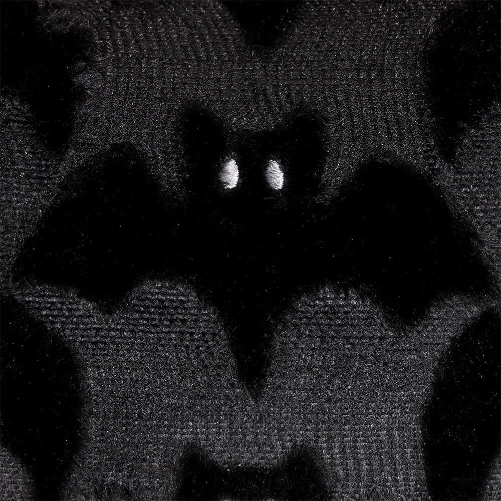 Velvet Night black faux fur bat lumbar pillow covers, 12x20, set of 2 (view 6 of 7)