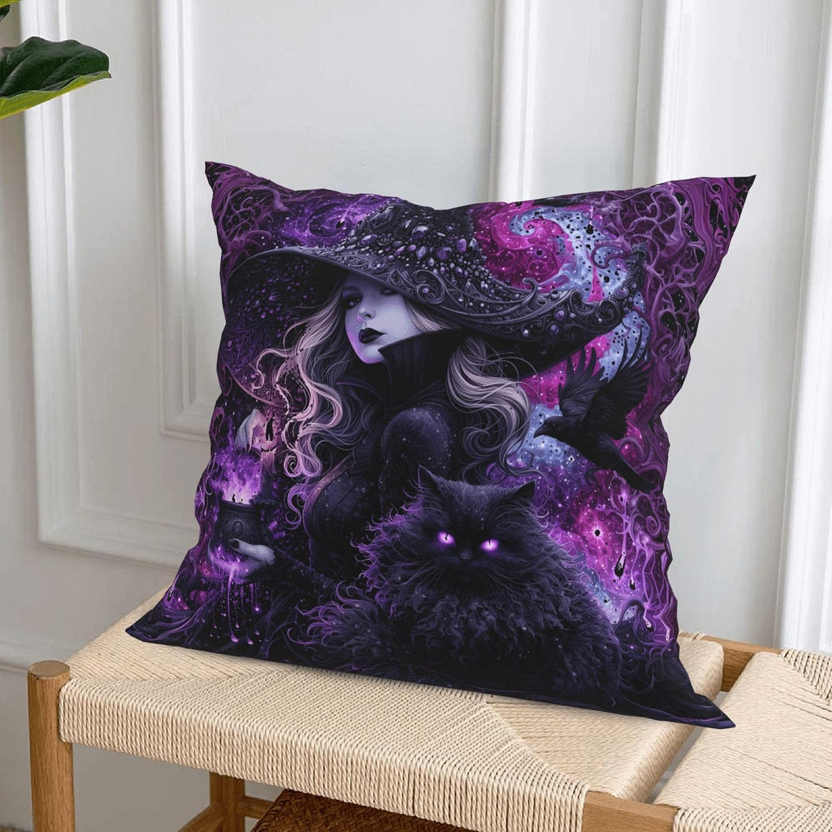 Violet Coven purple witch pillow covers, 18x18, set of 4 (view 7 of 9)