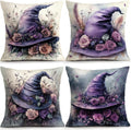 Enchanted Hat purple witch hat and rose pillow covers, 18x18, set of 4 (view 1 of 7)