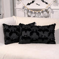 Velvet Night black faux fur bat lumbar pillow covers, 12x20, set of 2 (view 1 of 7)