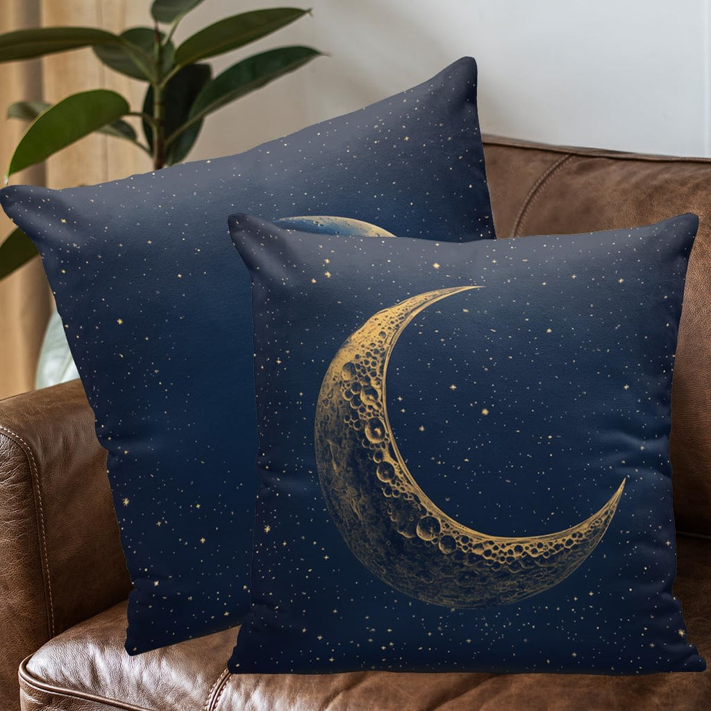 Moon Phases midnight blue pillow covers, 18x18, set of 4 (view 4 of 7)