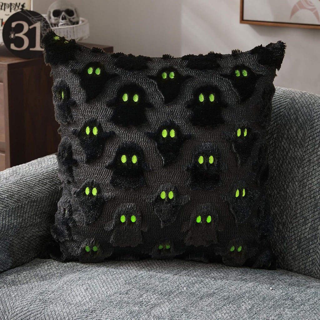 Midnight Ghost black pillow covers, 18x18, set of 2 (view 4 of 5)