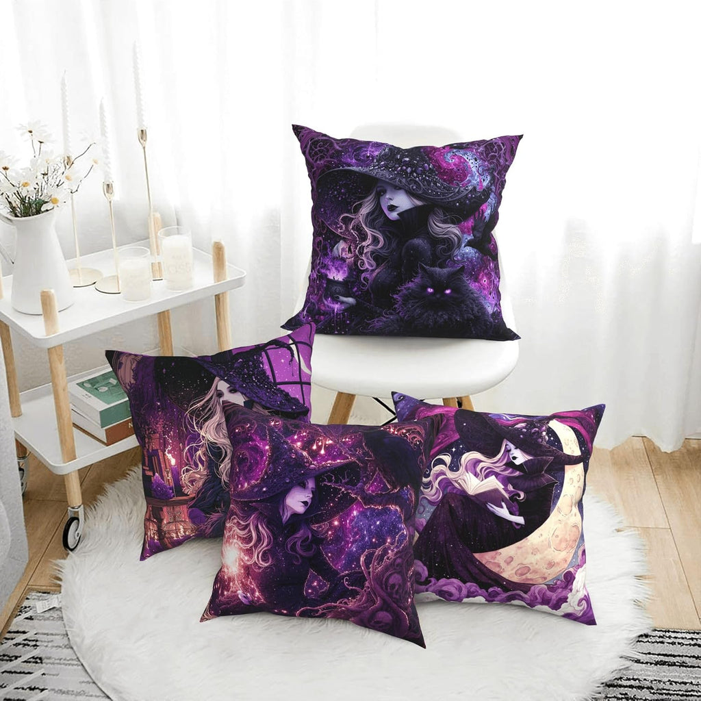 Violet Coven purple witch pillow covers, 18x18, set of 4 (view 3 of 9)