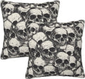 Bone Pile gray skull print pillow covers, 18x18, set of 2 (view 1 of 7)