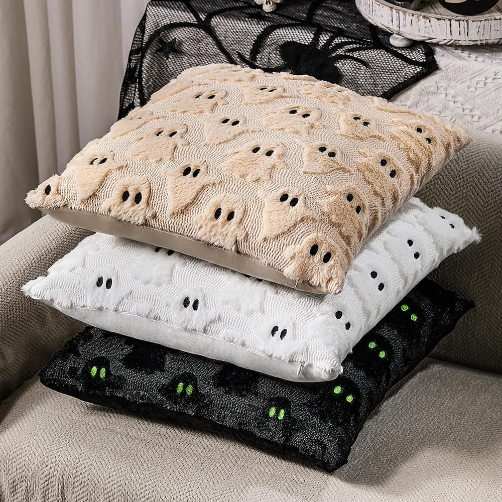 Midnight Ghost black pillow covers, 18x18, set of 2 (view 3 of 5)