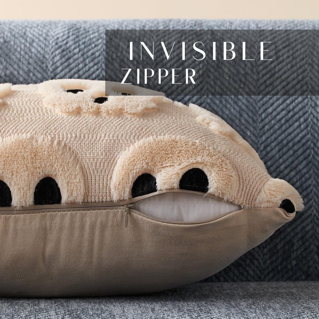Bone Garden beige faux-fur skeleton pillow covers, 18x18, set of 2 (view 2 of 6)