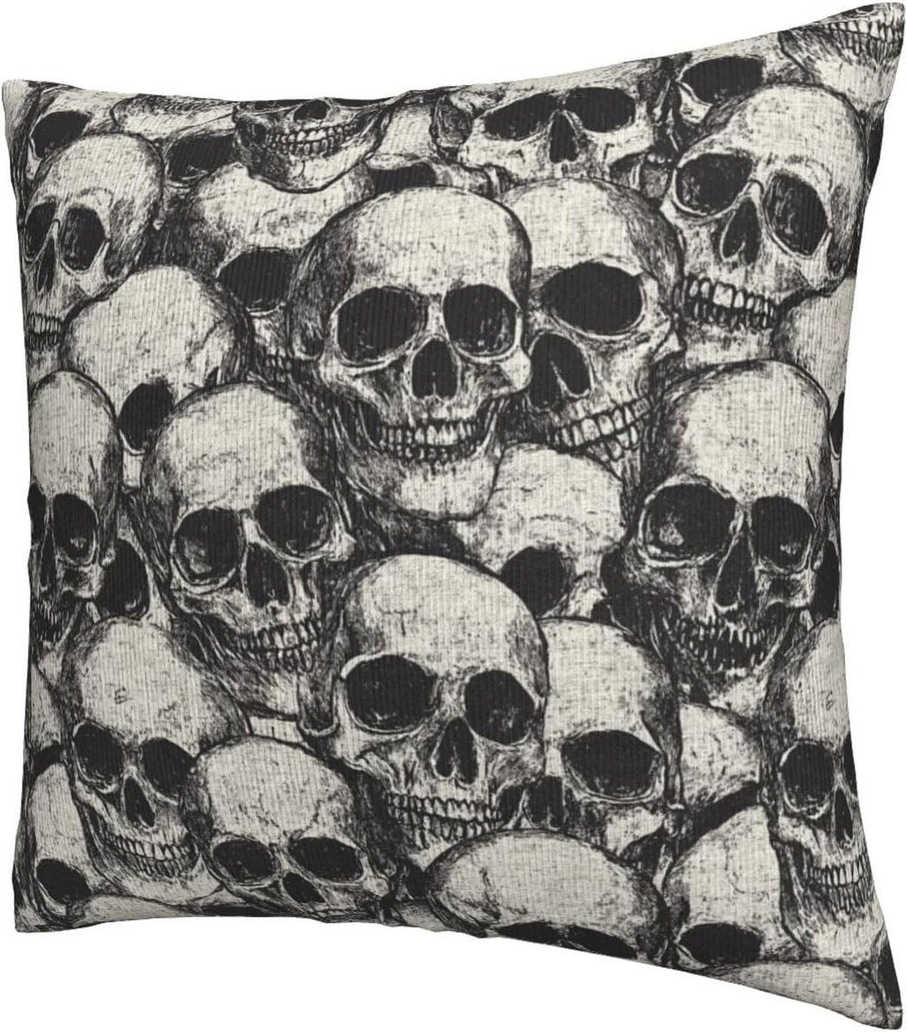 Bone Pile gray skull print pillow covers, 18x18, set of 2 (view 2 of 7)